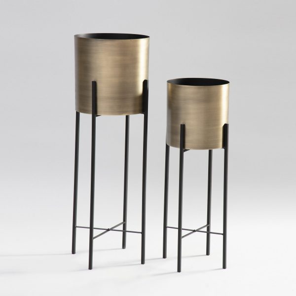 brass antique planters s/2