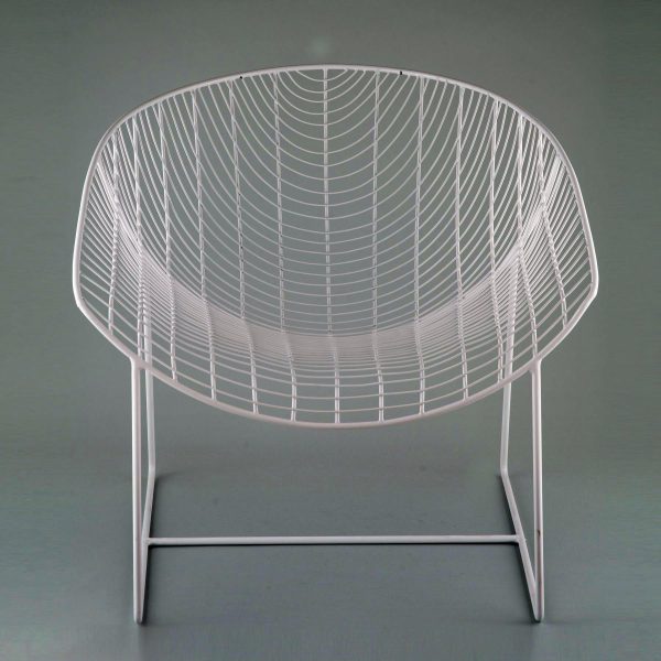 white designer iron chair wirefram