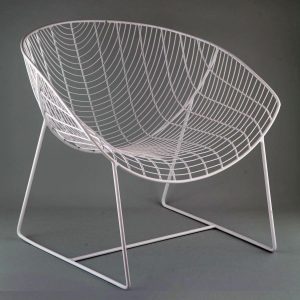 white designer iron chair wirefram