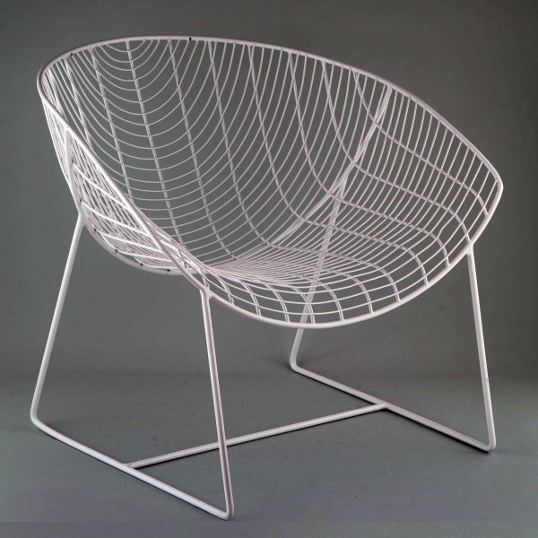 white designer iron chair wirefram