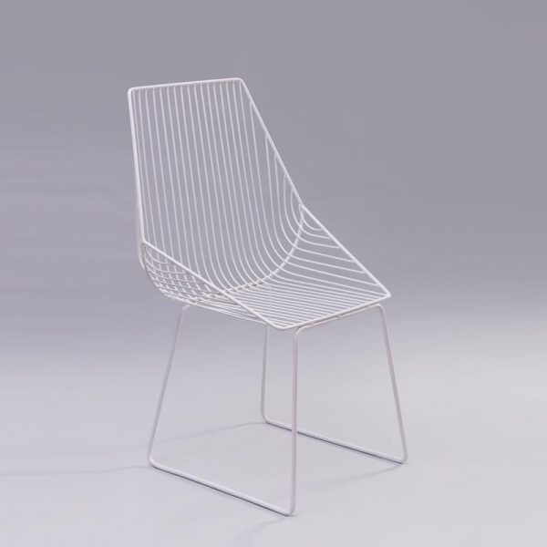white designer iron chair wirefram