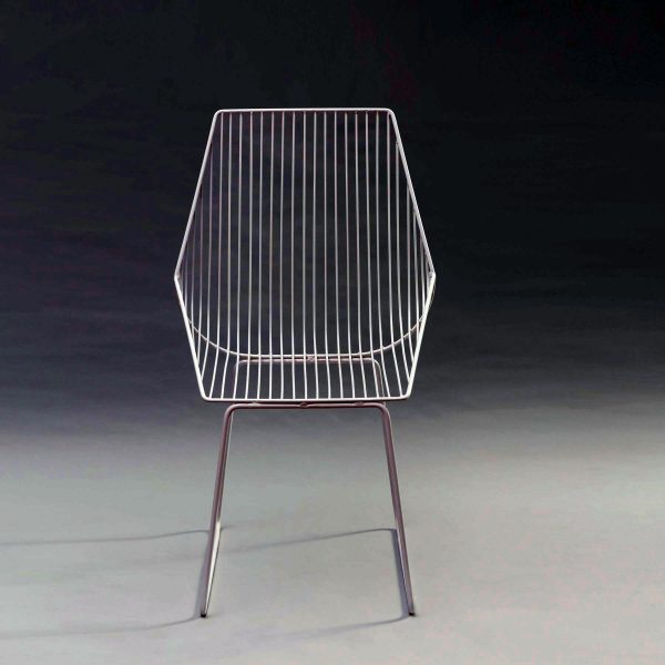 white designer iron chair wirefram