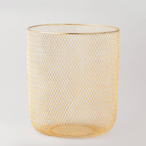 brass plated metal waste basket