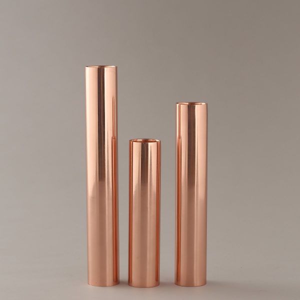 rose gold candle pillars s/2