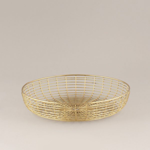 round gold plated wire basket