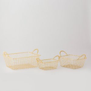 brass plated square basket with handle