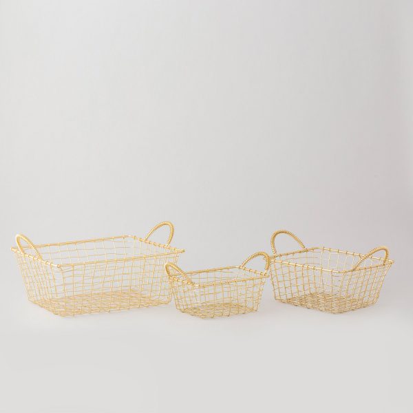 brass plated square basket with handle