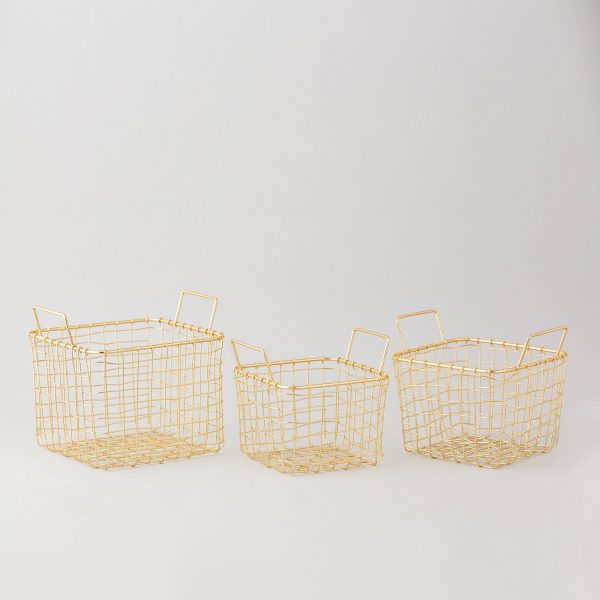 gold colred iron basket moving handle