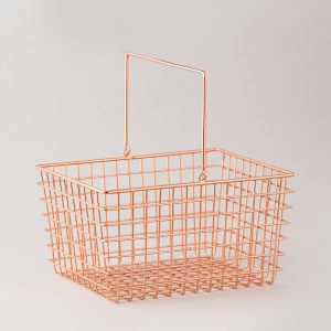 copper plated basket with handle