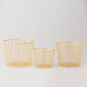 handcrafted gold basket with handle