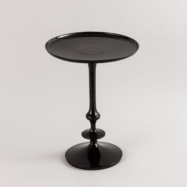glossy black side table