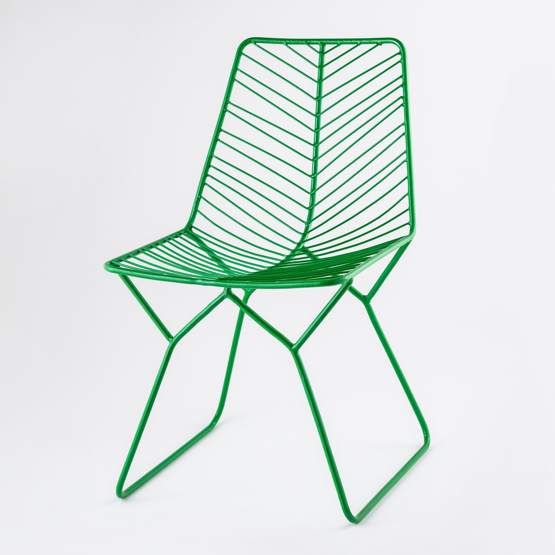 green designer iron chair wirefram