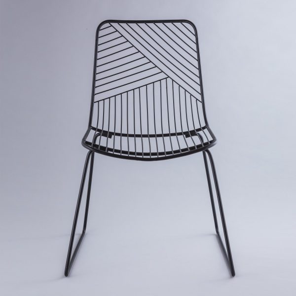 black designer iron chair wirefram