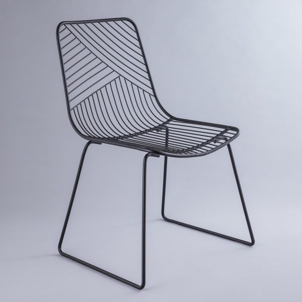 black designer iron chair wirefram