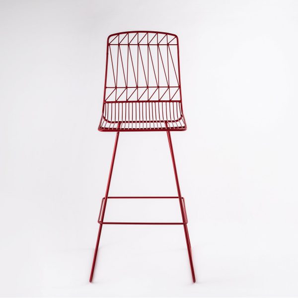 wine red designer iron chair wirefram