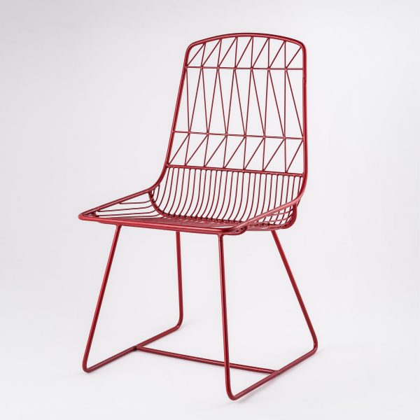 wine red designer iron chair wirefram
