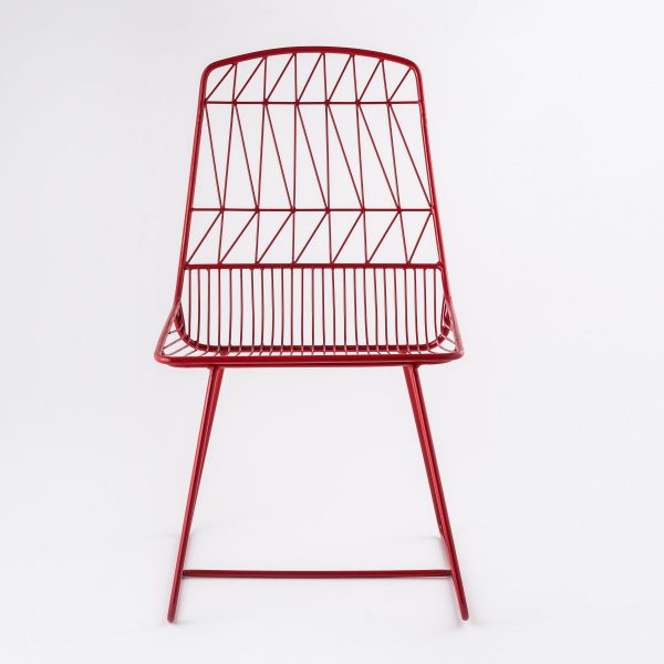 wine red designer iron chair wirefram