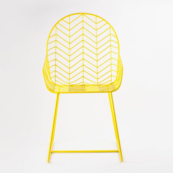 yellow designer iron chair wirefram