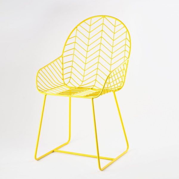 yellow designer iron chair wirefram