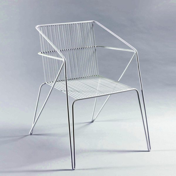 white designer iron chair wirefram