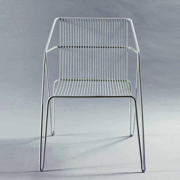 white designer iron chair wirefram