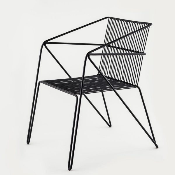 black designer iron chair wirefram