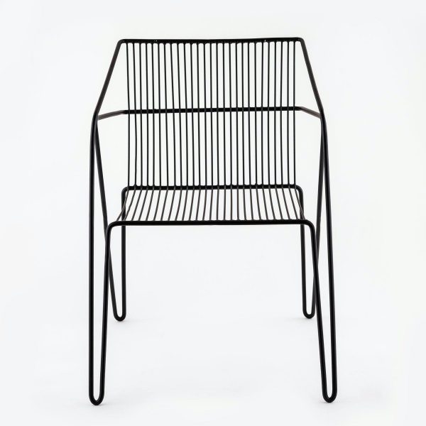 black designer iron chair wirefram