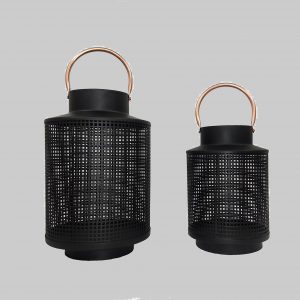 iron, mild steel lanterns, with handle, black, gold, designer