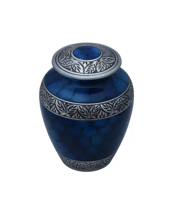 human ash urns, blue color, with engraving, textured, accuratecrafts.com